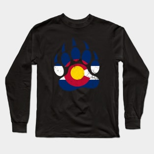 Colorado Flag Bear Claw Art Design Long Sleeve T-Shirt